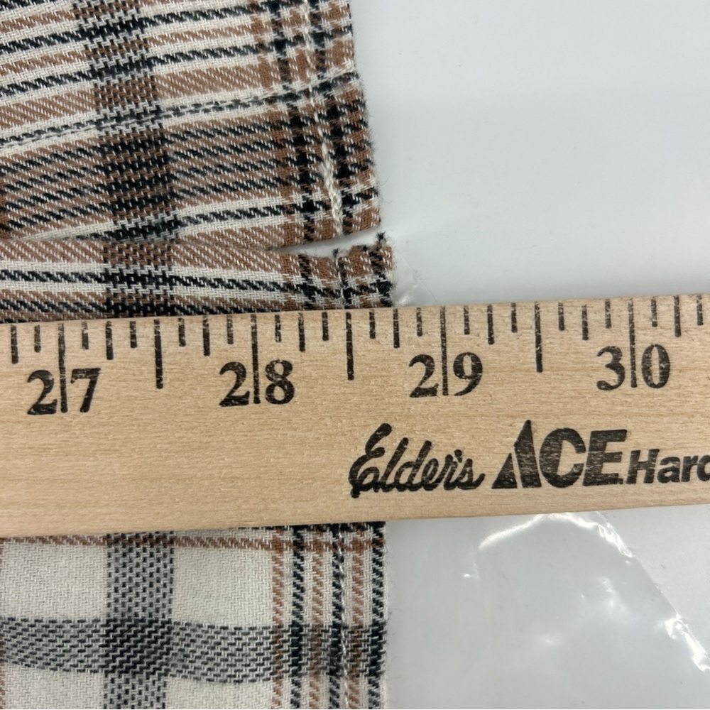 Lands End Blouse Shirt Top Women’s 3X Plus Beige Plaid Flannel Cotton Button Up - Picture 11 of 13